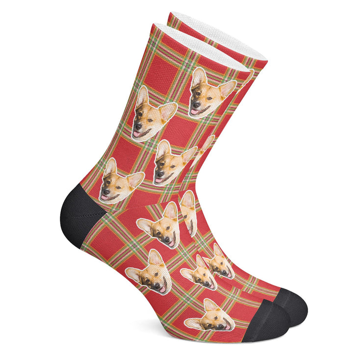 twodogs.ch-Personalisierte "Christmas Plaid" Socken