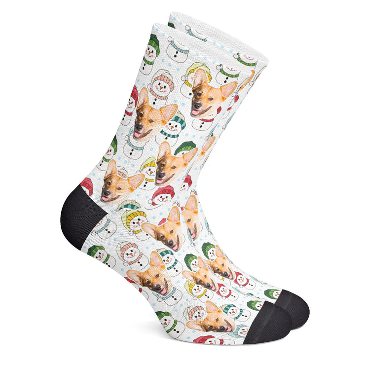 twodogs.ch-Personalisierte "Schneemann" Socken