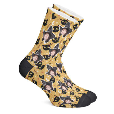 twodogs.ch-Personalisierte "Witch Kitty" Socken